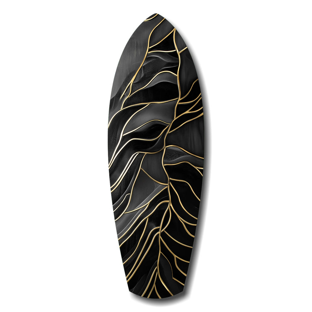 Golden Waves Glass Wall Art.