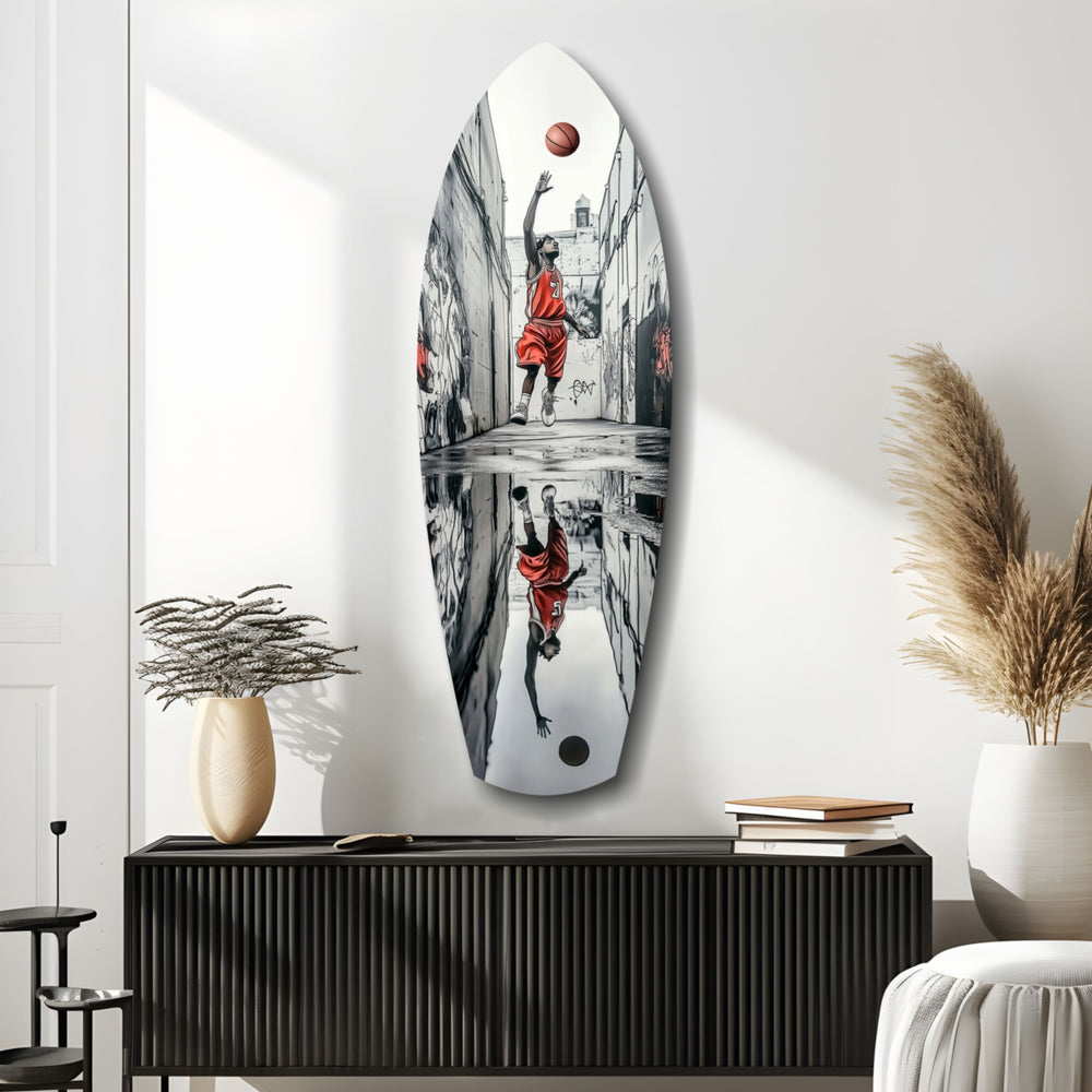 Street Basketball Glass Wall Art.