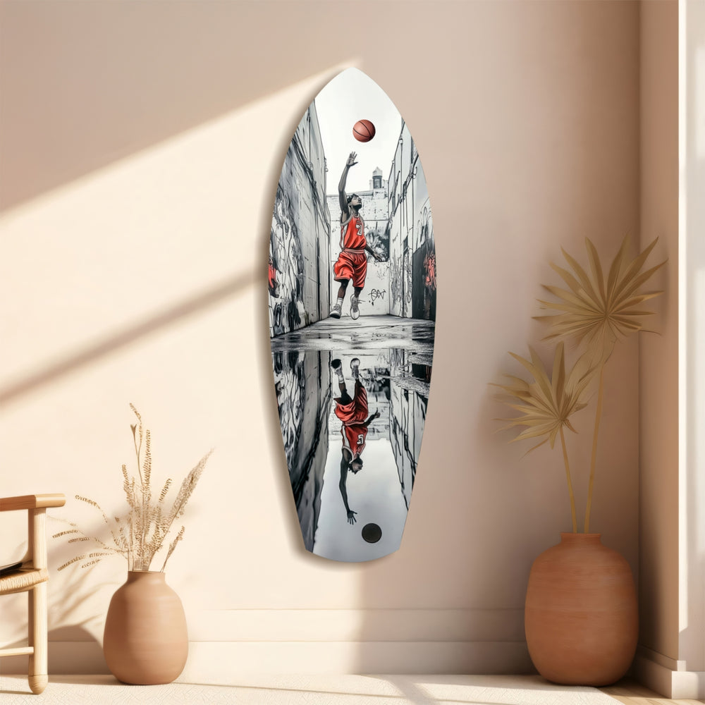 Street Basketball Glass Wall Art.