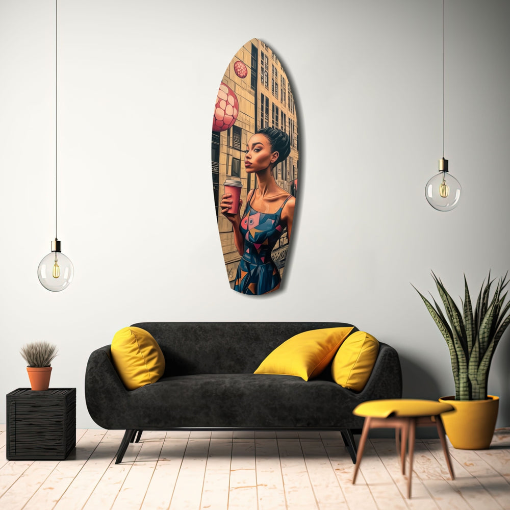 Modern City Life Glass Wall Art.