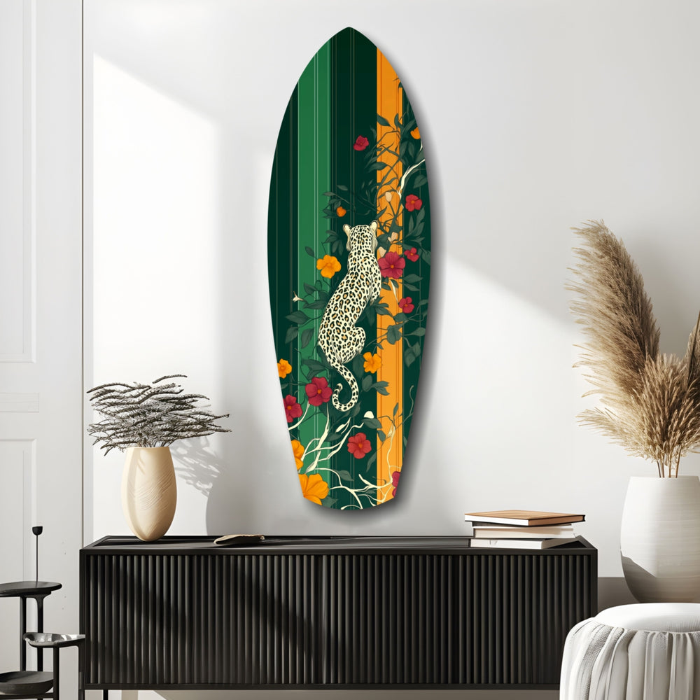 Tiger in the Jungle Glass Wall Art.