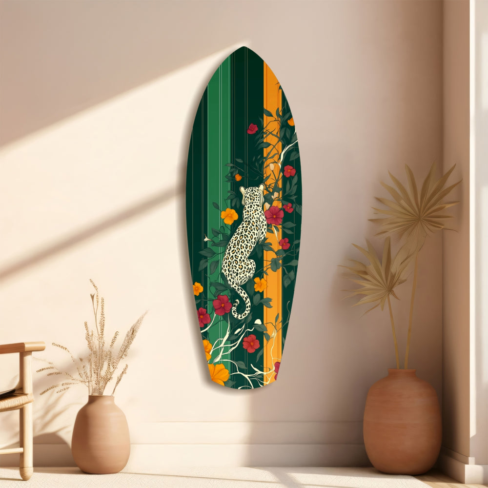 Tiger in the Jungle Glass Wall Art.
