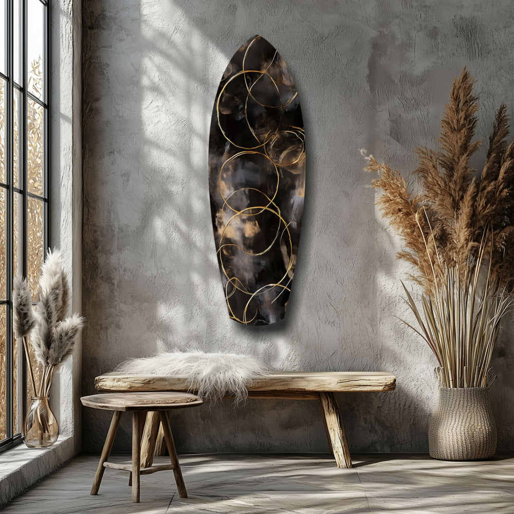 Golden Circles Glass Wall Art.