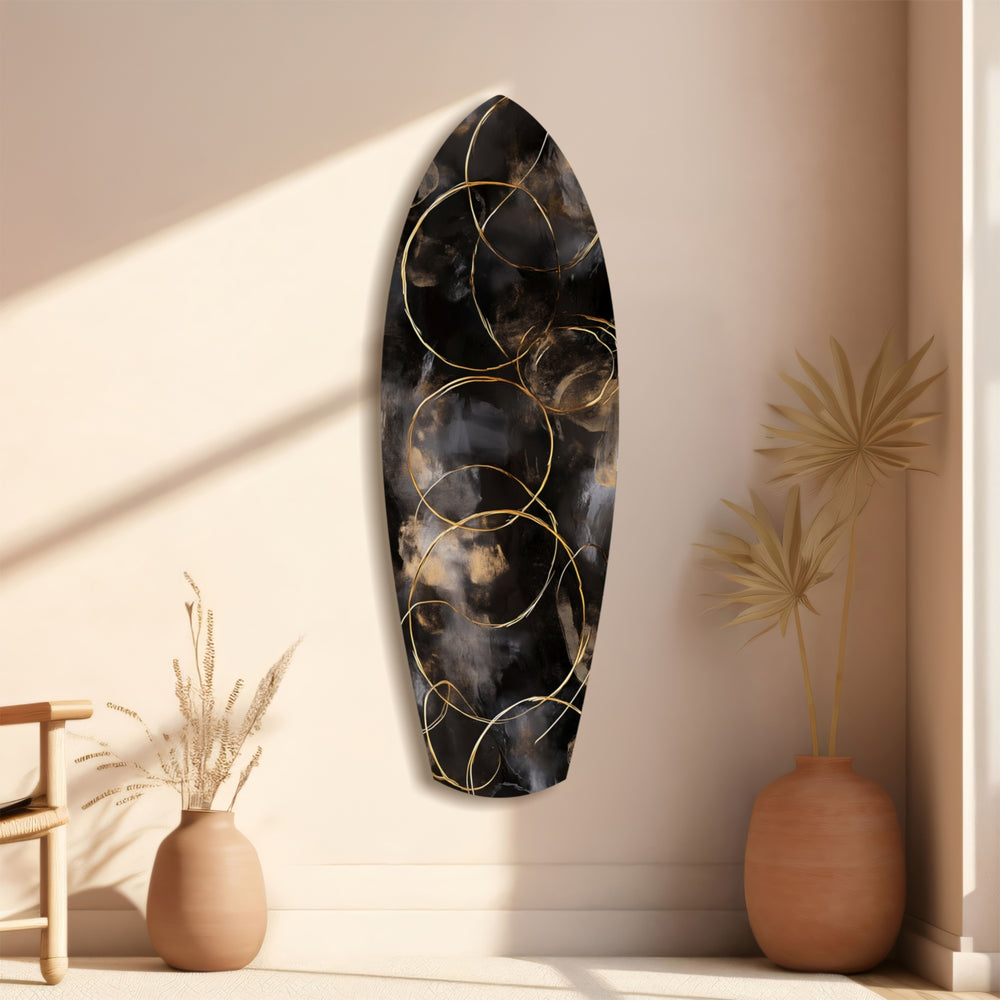 Golden Circles Glass Wall Art.