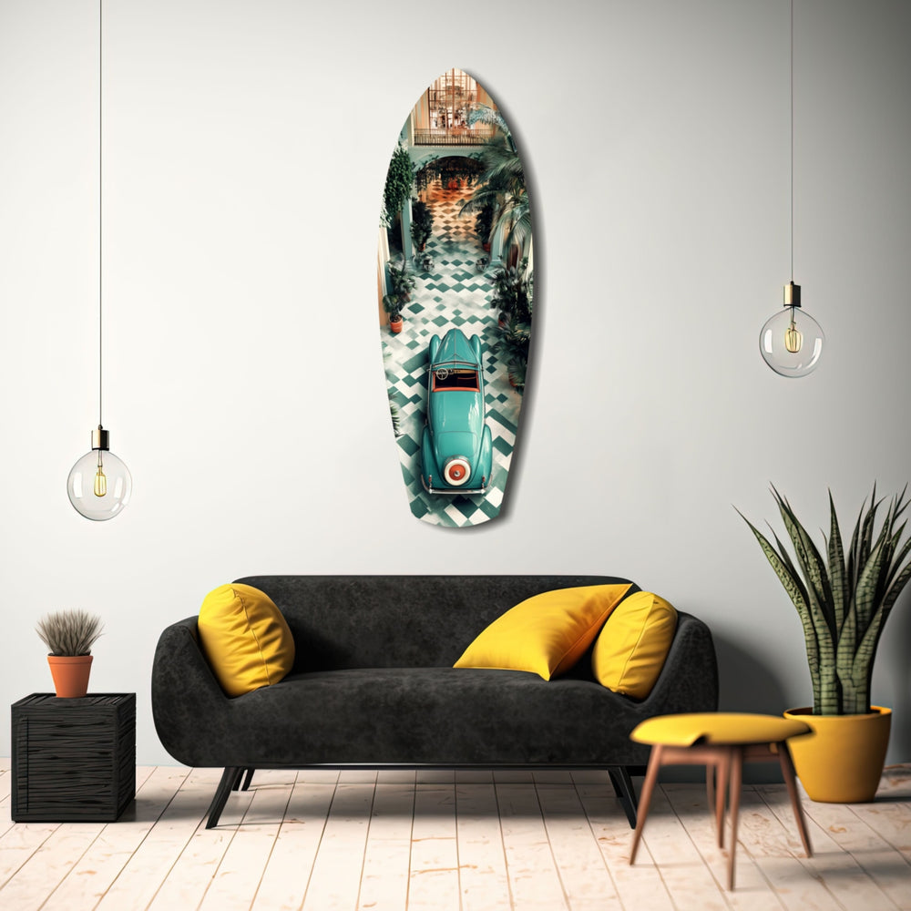 50s Vintage Garage Glass Wall Art.