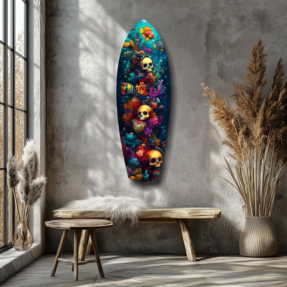 Coral Depths Skulls of the Sea Glass Wall Art.