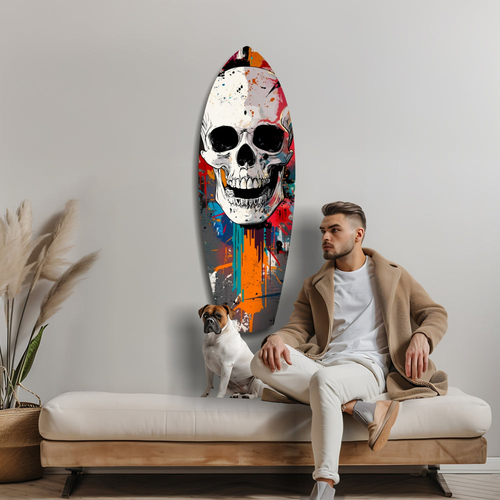 Skull in the Street Art Glass Wall Art.