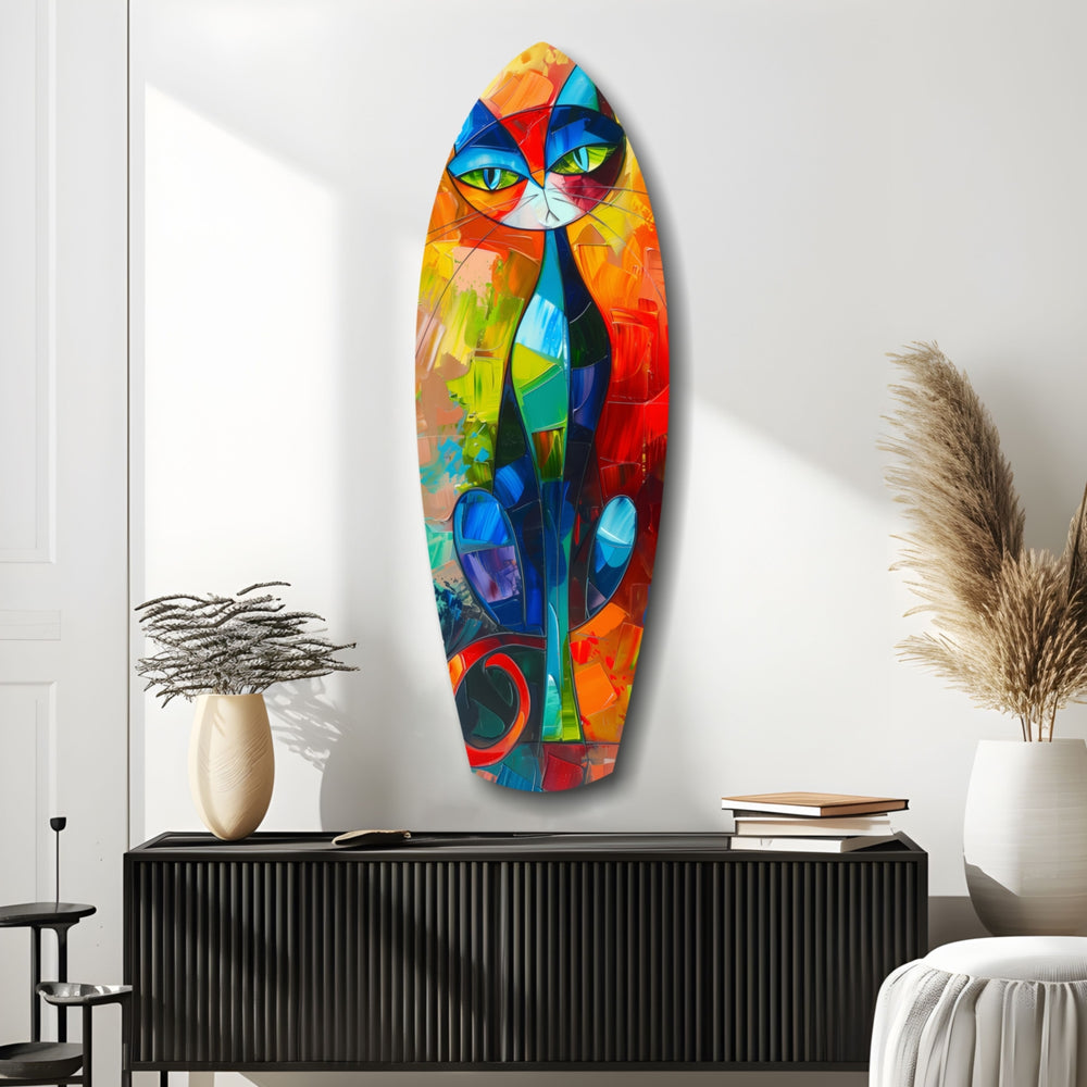 Cubic Cat Glass Wall Art.