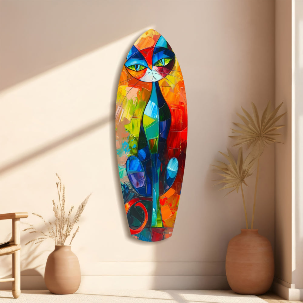 Cubic Cat Glass Wall Art.