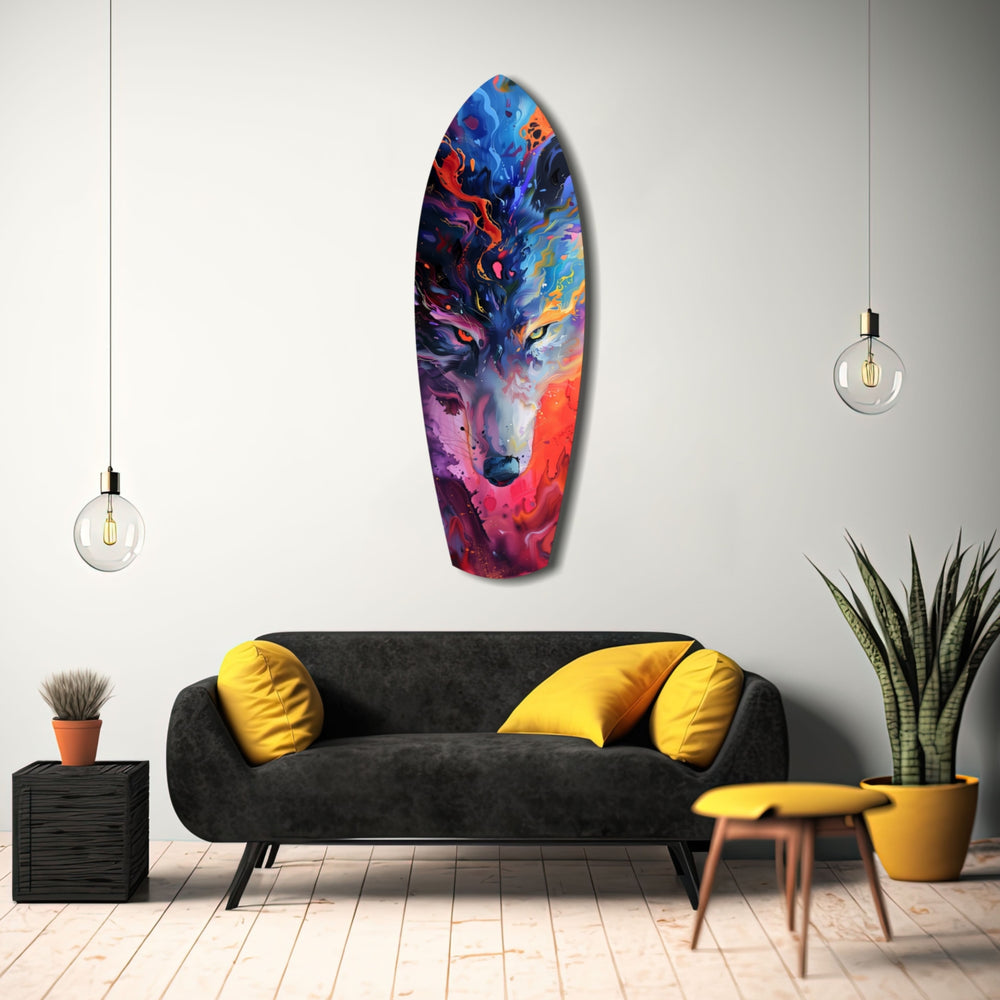 Alone Wolf V1 Glass Wall Art.