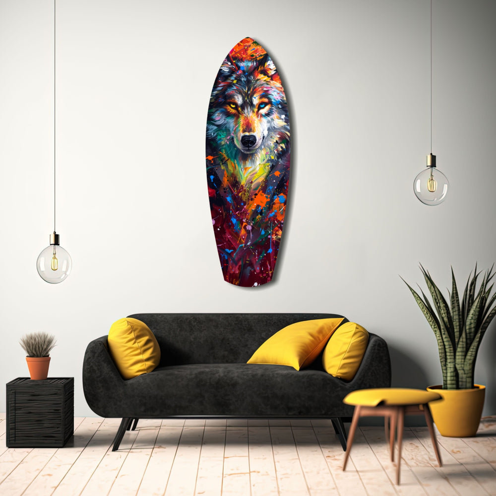 Alone Wolf V3 Glass Wall Art.