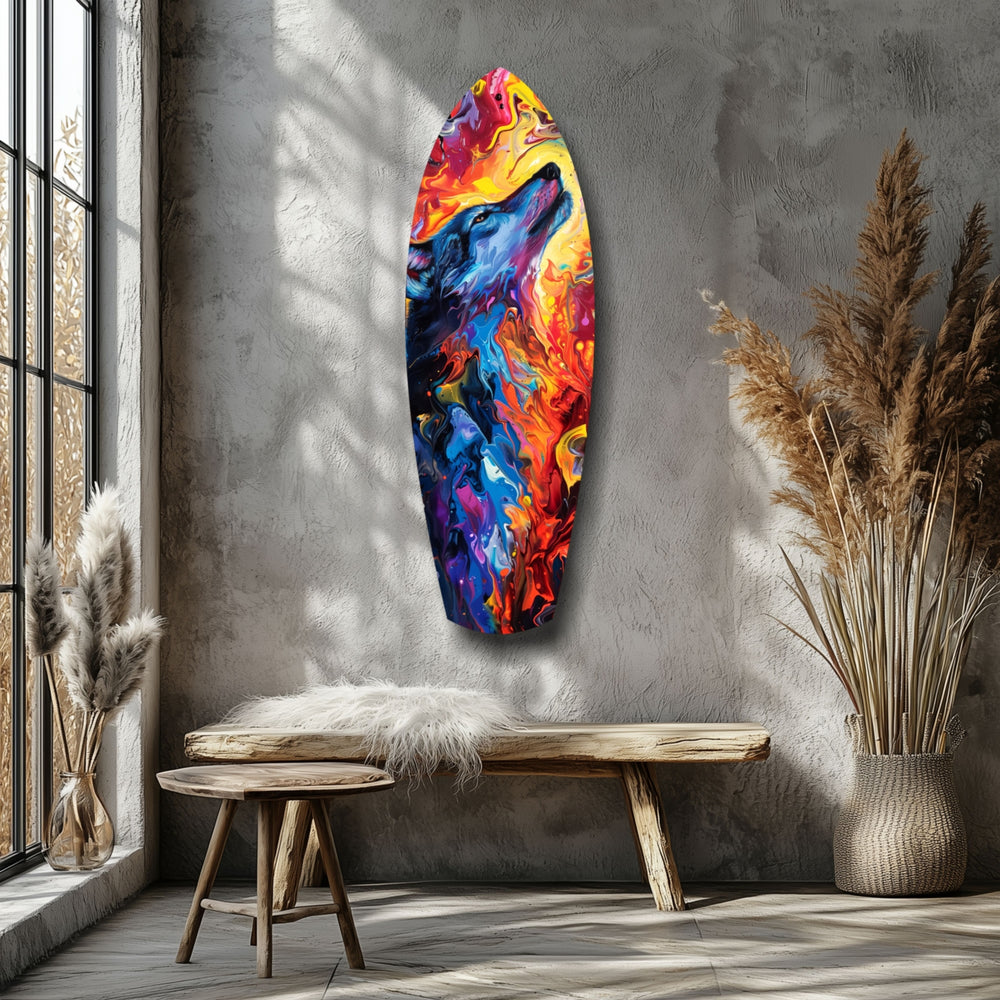Alone Wolf V4 Glass Wall Art.
