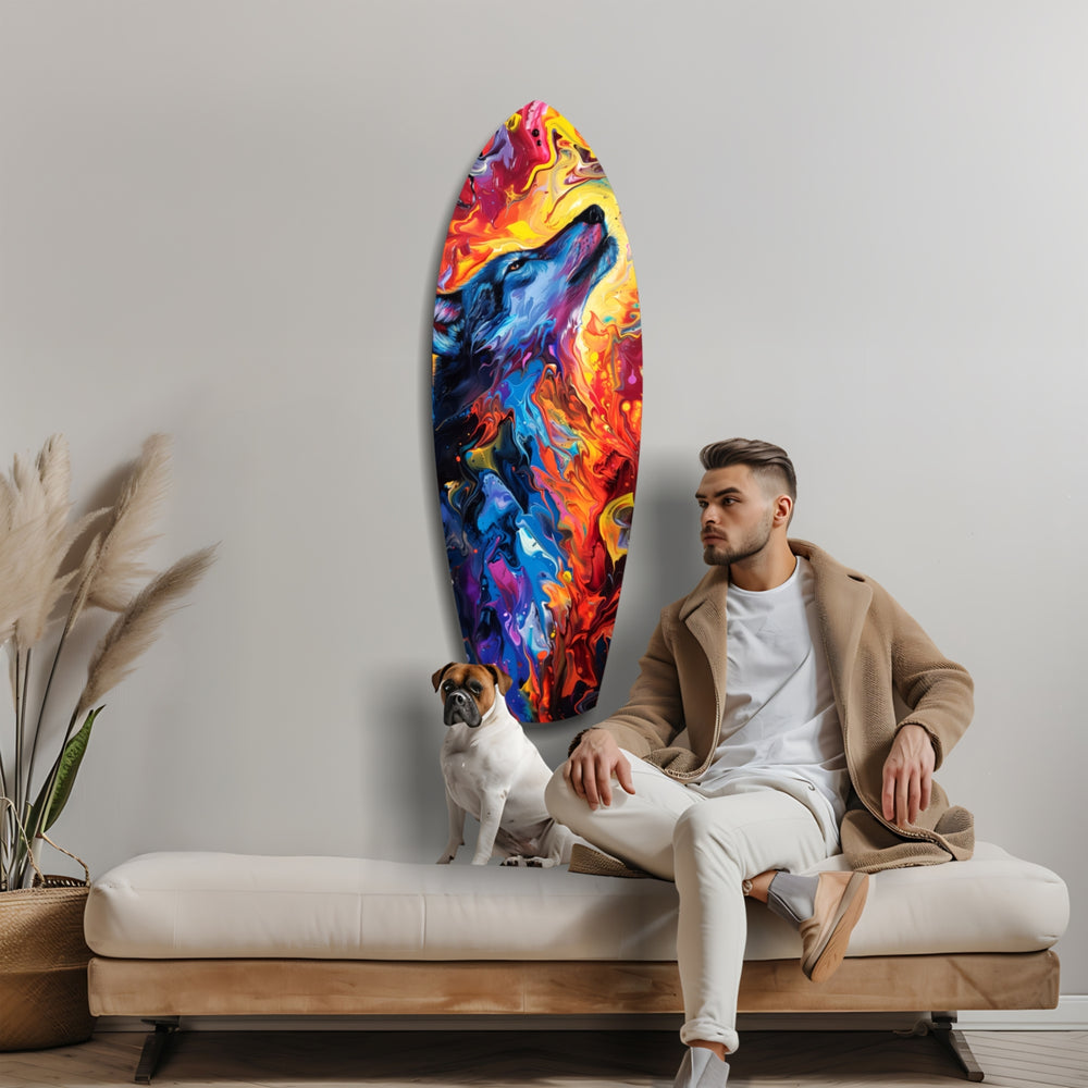 Alone Wolf V4 Glass Wall Art.