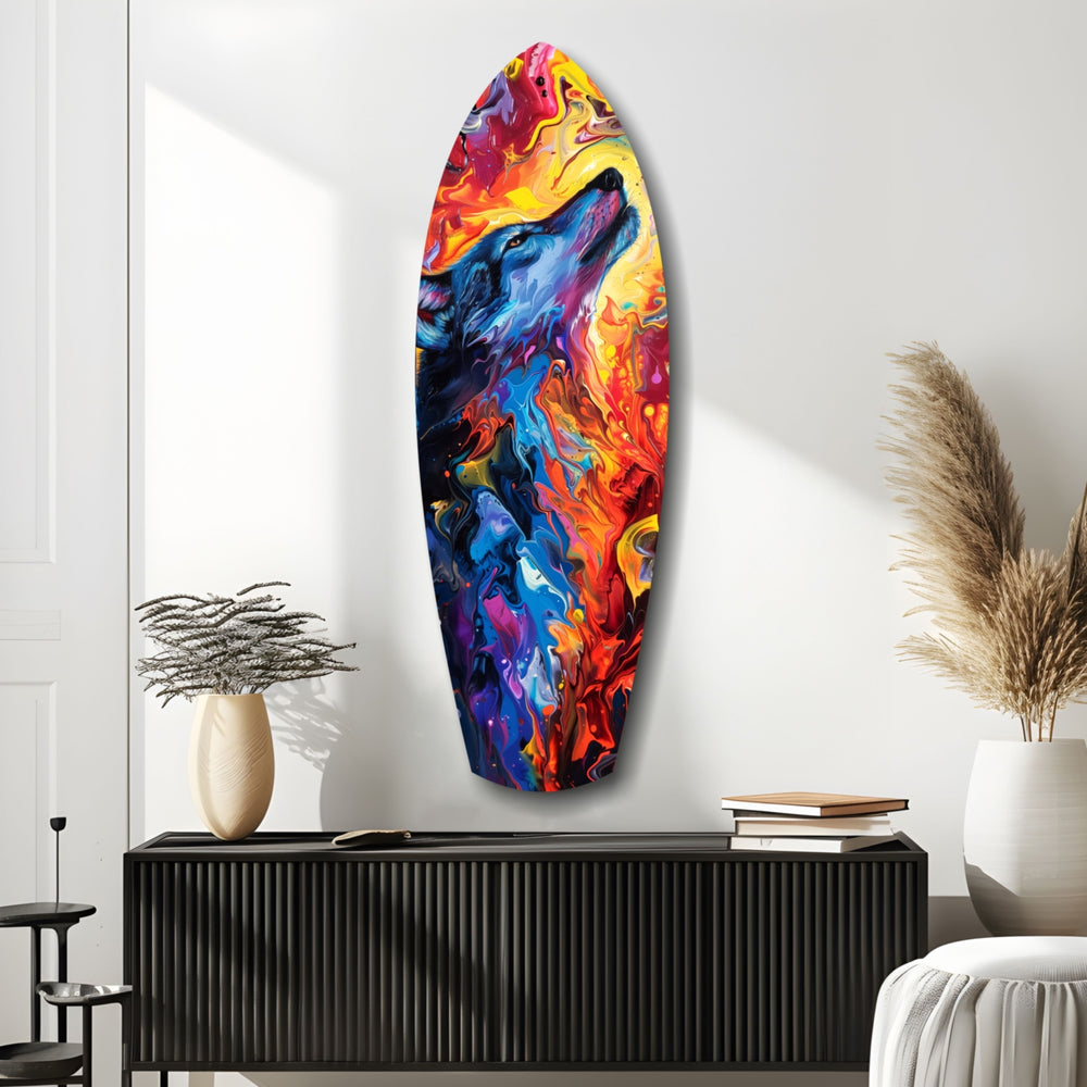 Alone Wolf V4 Glass Wall Art.