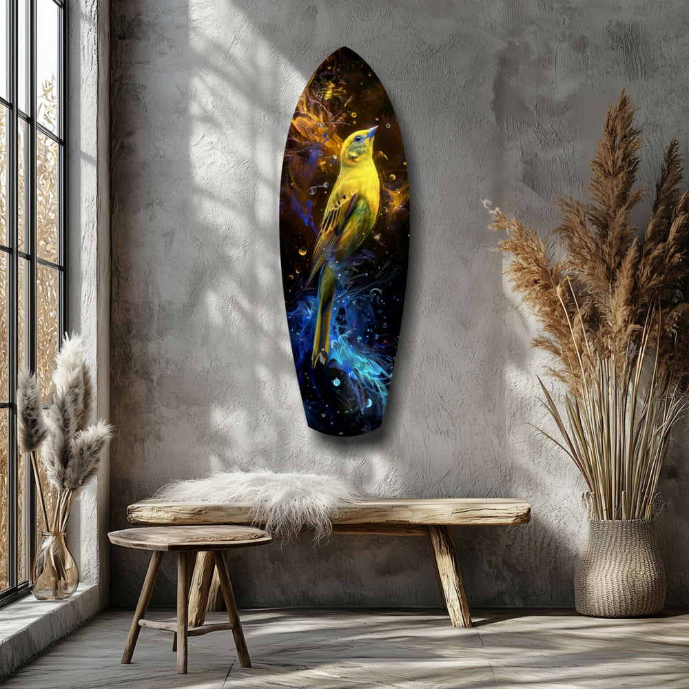 Yellow Bird Glass Wall Art.
