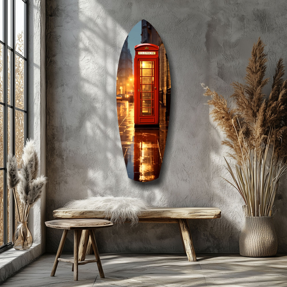 London Phone Booth Glass Wall Art.