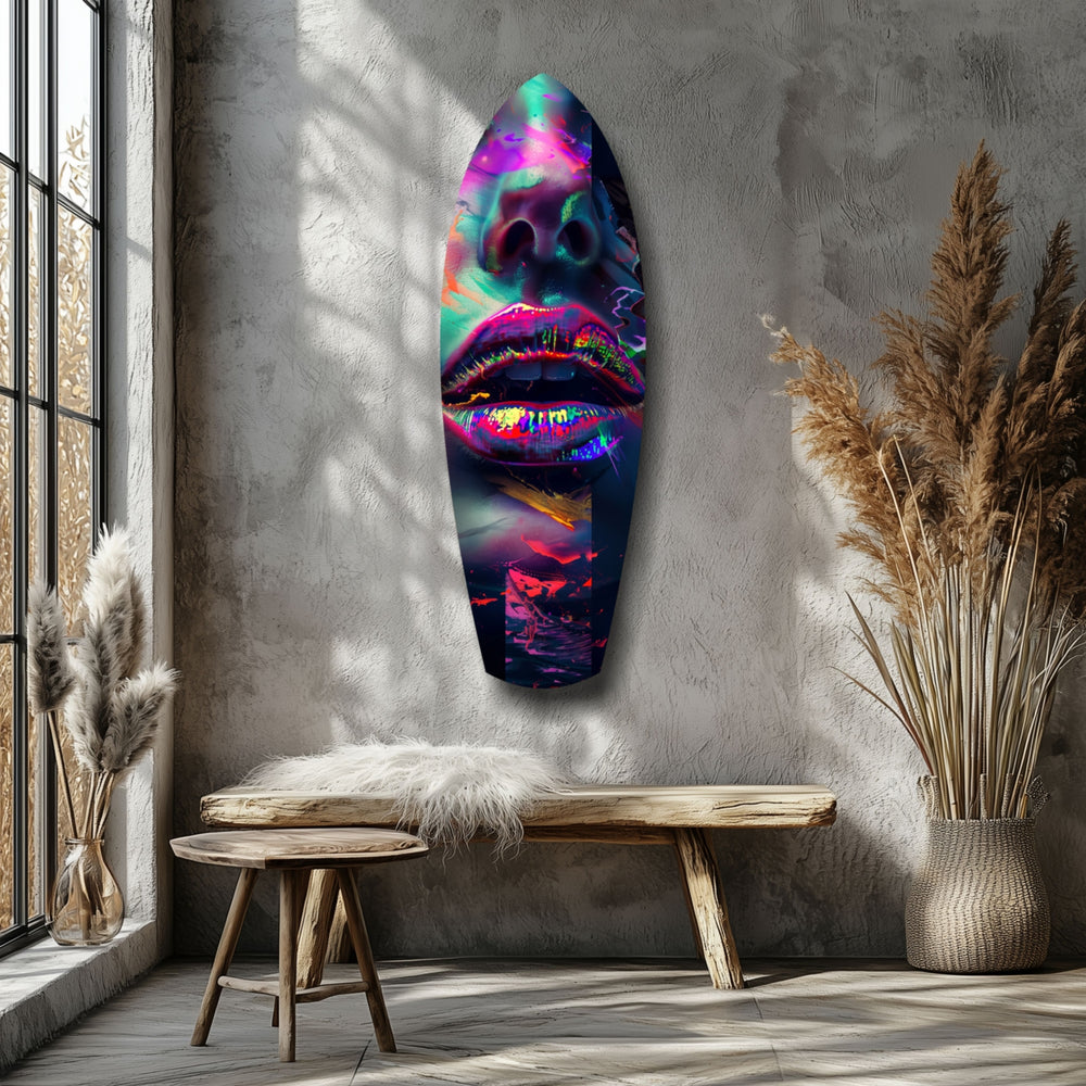 Colorful Lips V1 Glass Wall Art.