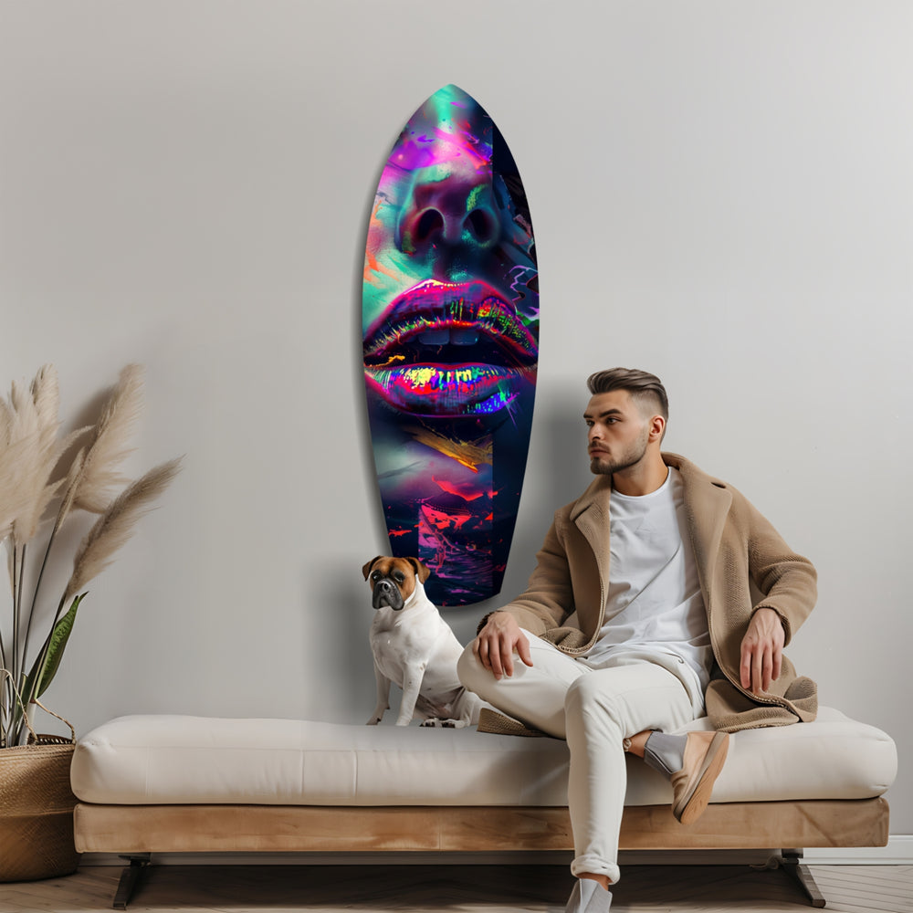 Colorful Lips V1 Glass Wall Art.