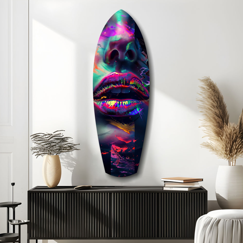 Colorful Lips V1 Glass Wall Art.