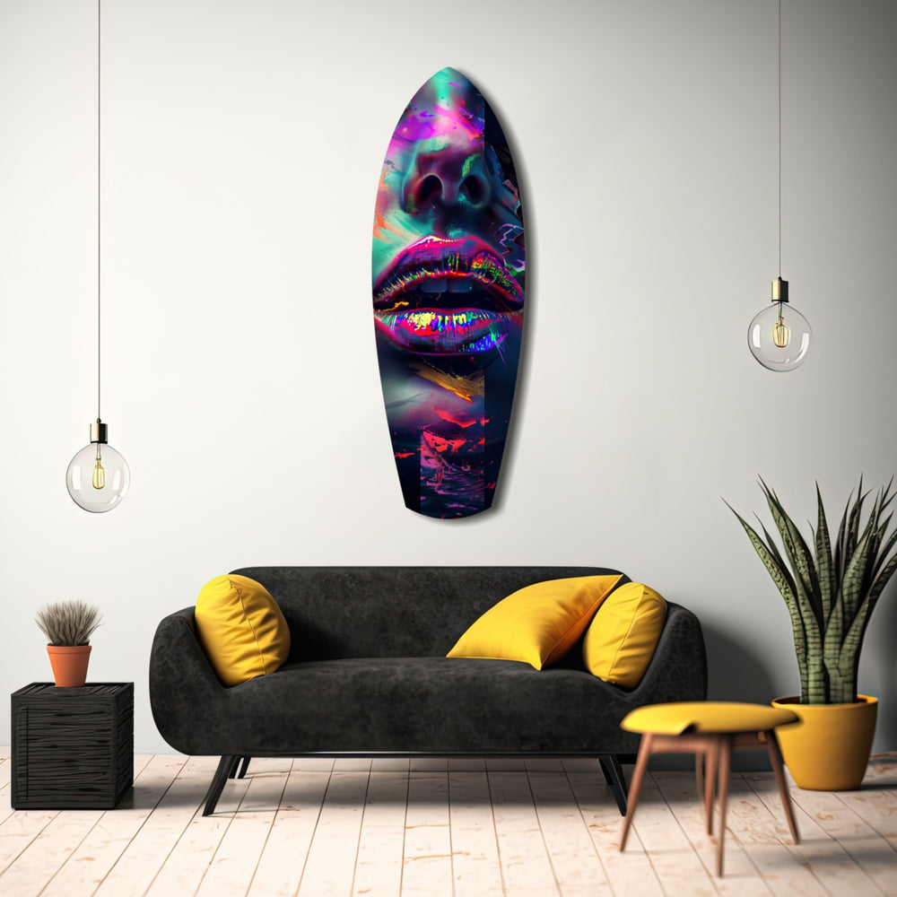 Colorful Lips V1 Glass Wall Art.