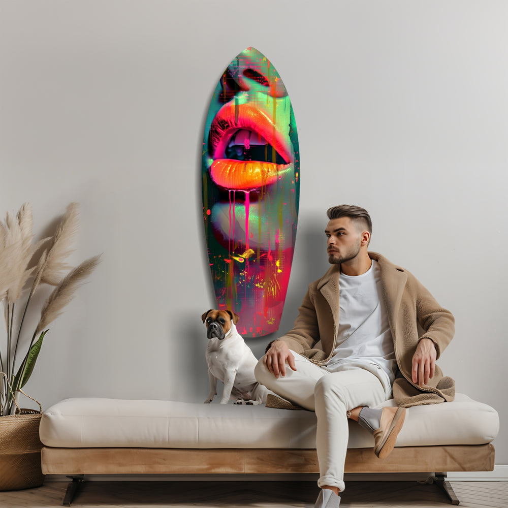 Colorful Lips V13 Glass Wall Art.