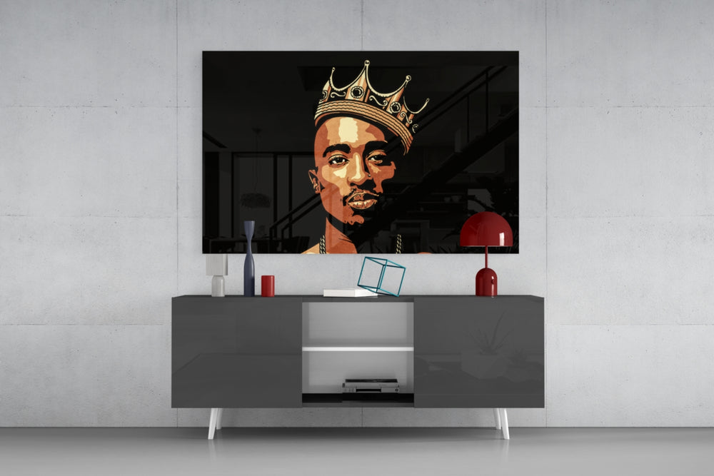 Old School Hip-Hop Portrait Glass Wall Art