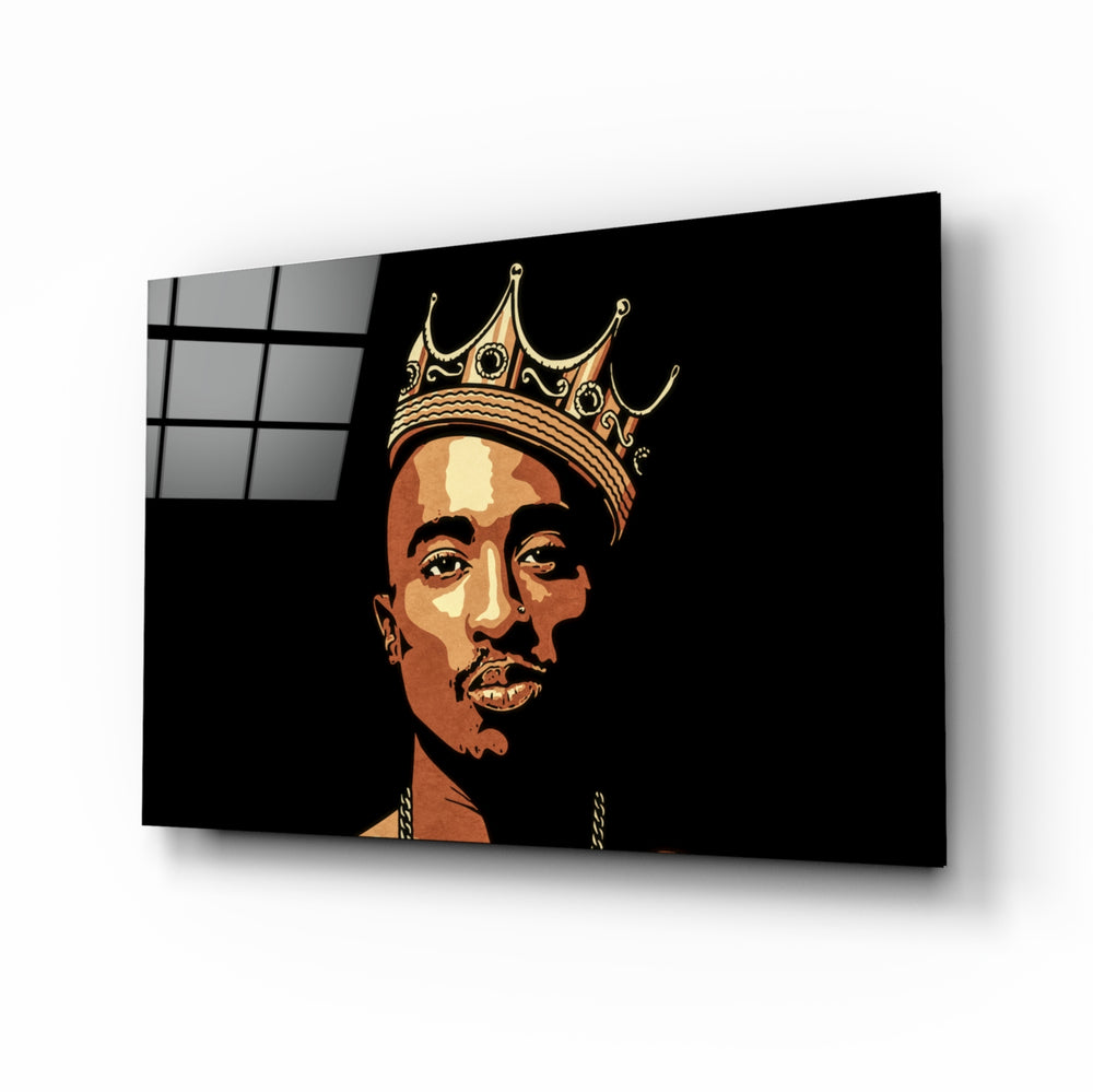 Hip-hop tribute panel anchoring a man cave wall