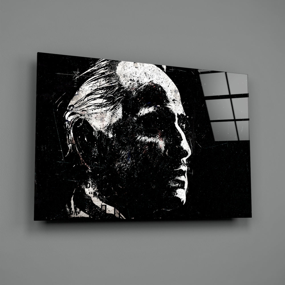Mafia tribute panel anchoring a man cave wall