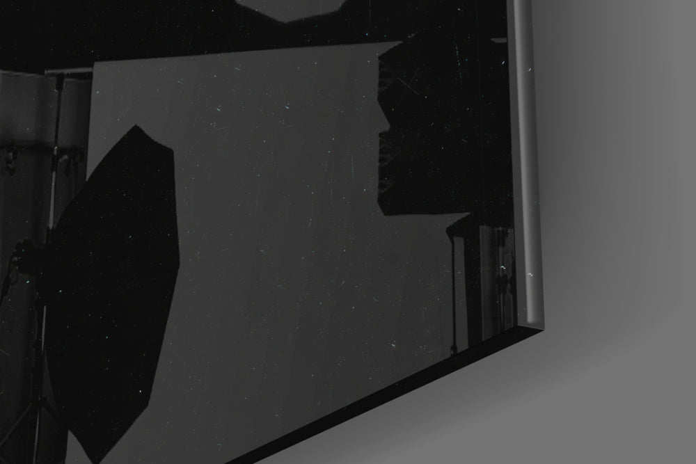Cinematic artwork in a moody dining room interior