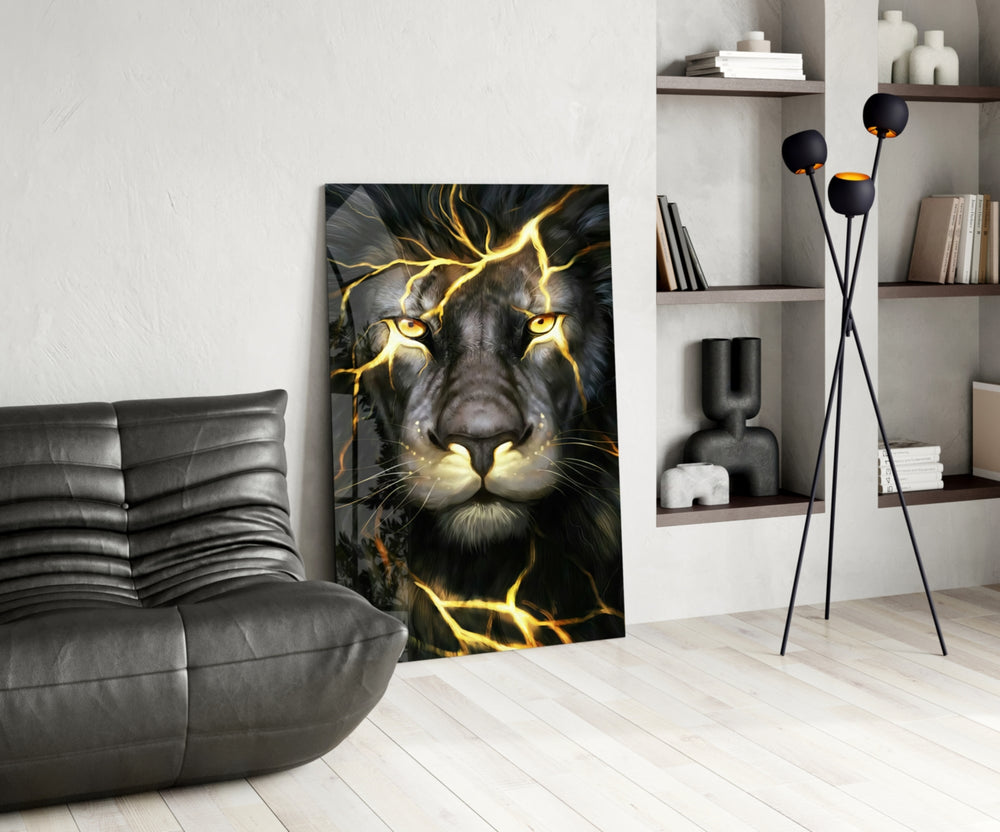 Wildlife panel against a moody dark-painted accent wall