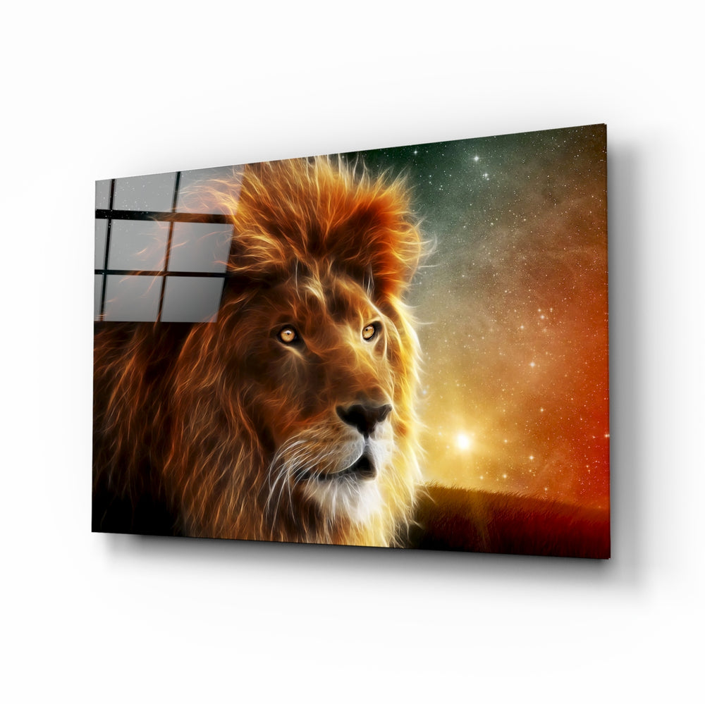Mythic-wildlife panel anchoring a man cave wall