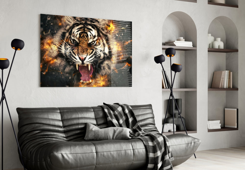 Wildlife glass print bringing fierce edge to a teen's bedroom