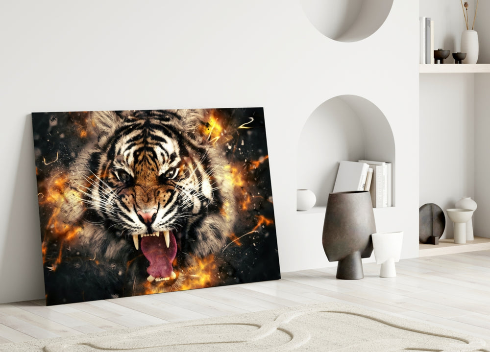 Anger of a Tiger artwork styled in a designer office interior