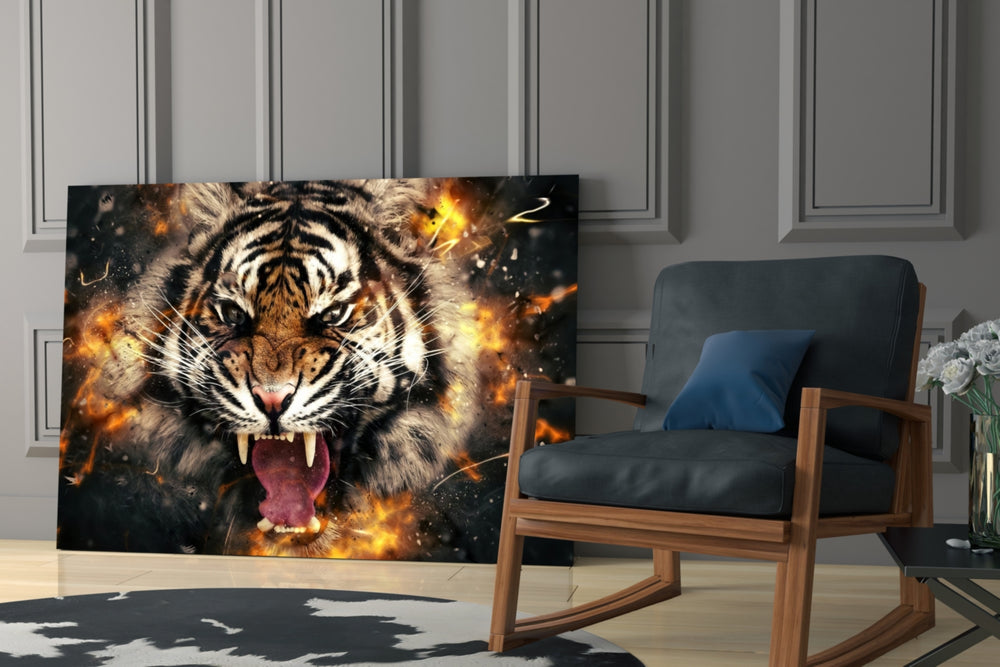 Cinematic artwork in a moody bedroom interior