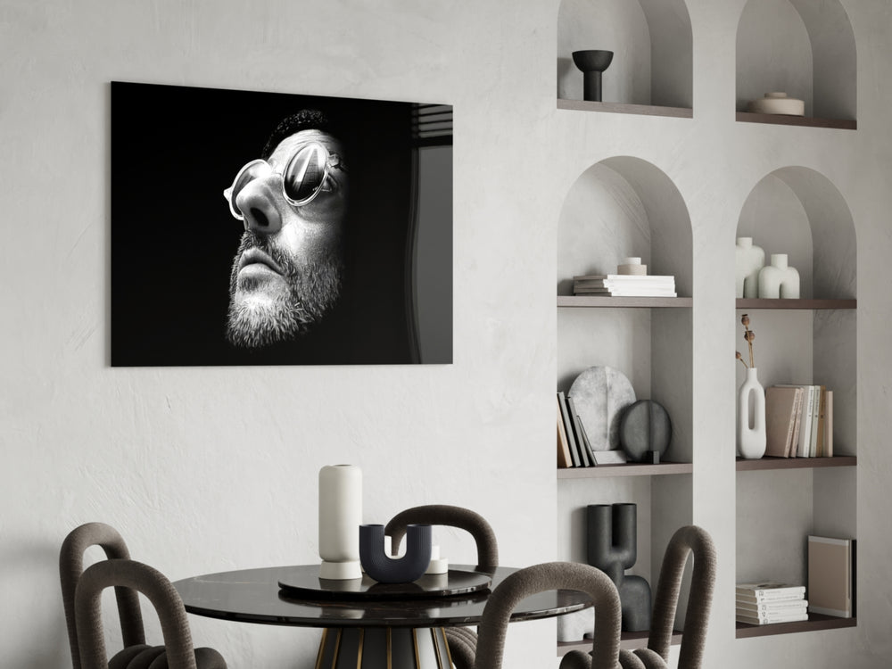 Cult-cinema yatay panel against a moody dark-painted accent wall