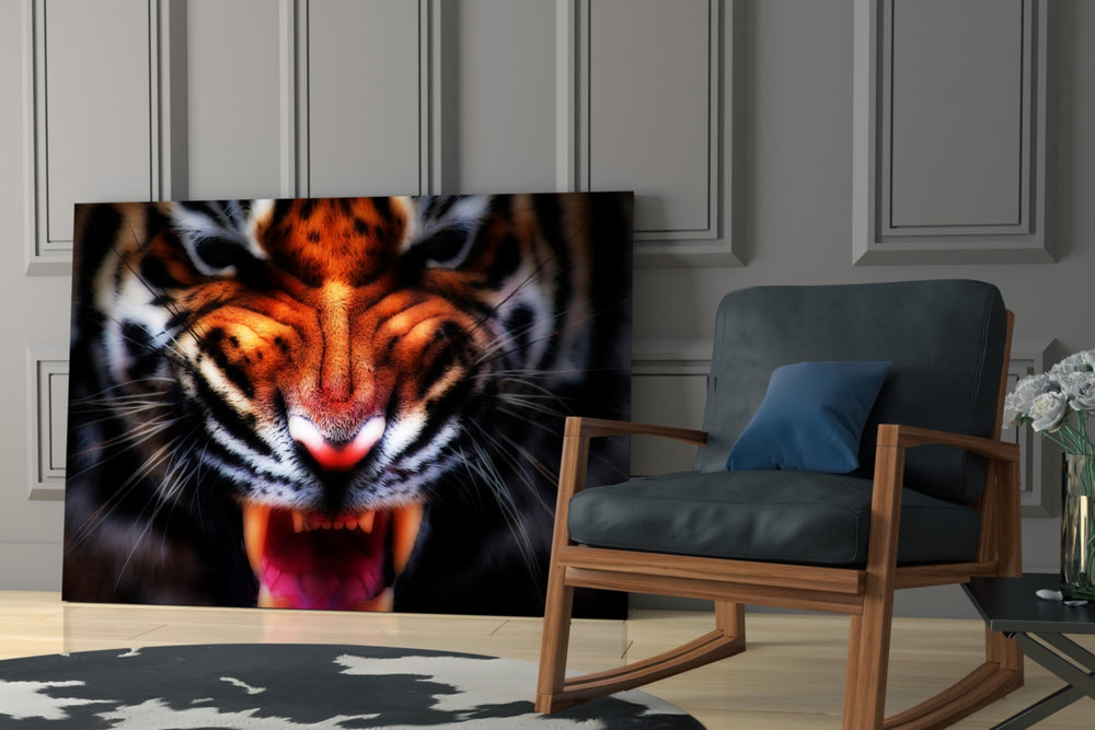 Cinematic artwork in a moody bedroom interior