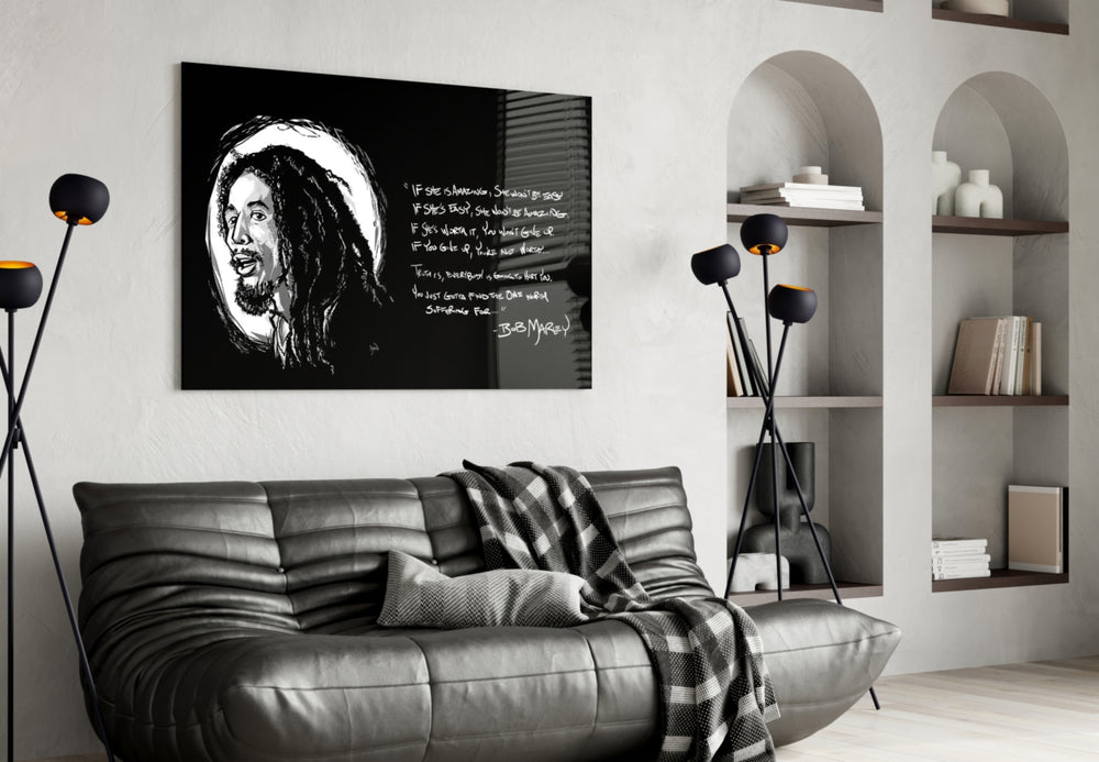 Music glass print bringing Marley edge to a man cave