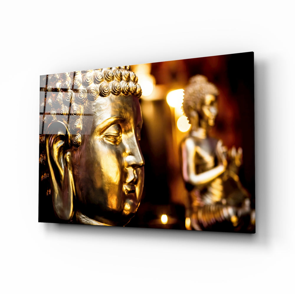 Sacred art panel anchoring a yoga studio wall