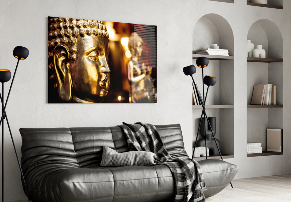 Sacred glass print bringing temple edge to a study