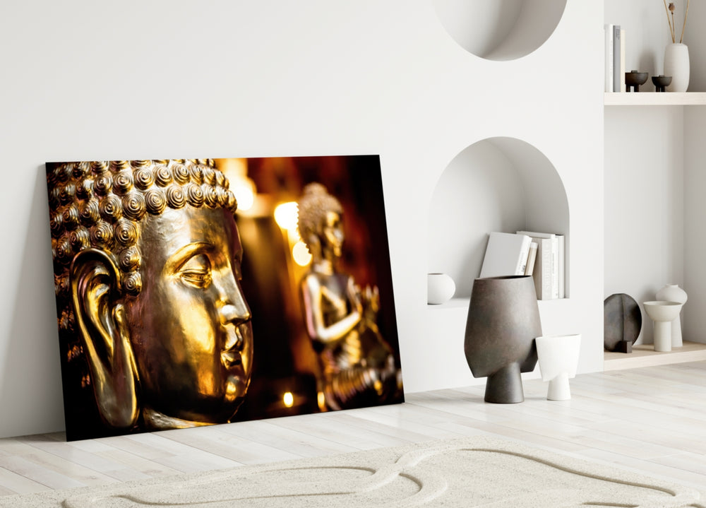 Golden Buddha artwork styled in a creative loft interior