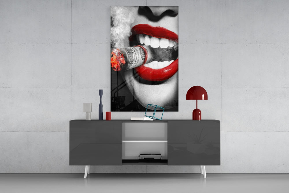 Burn the Money Glass Wall Art.