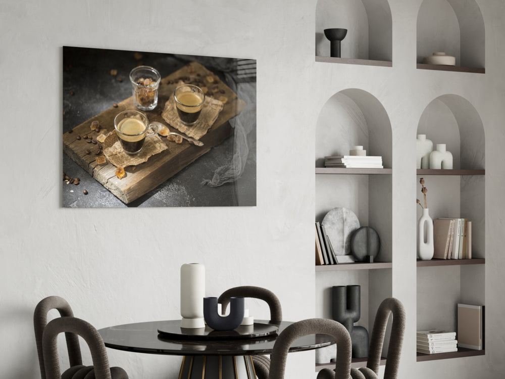 Café glass print bringing rustic edge to a dining room