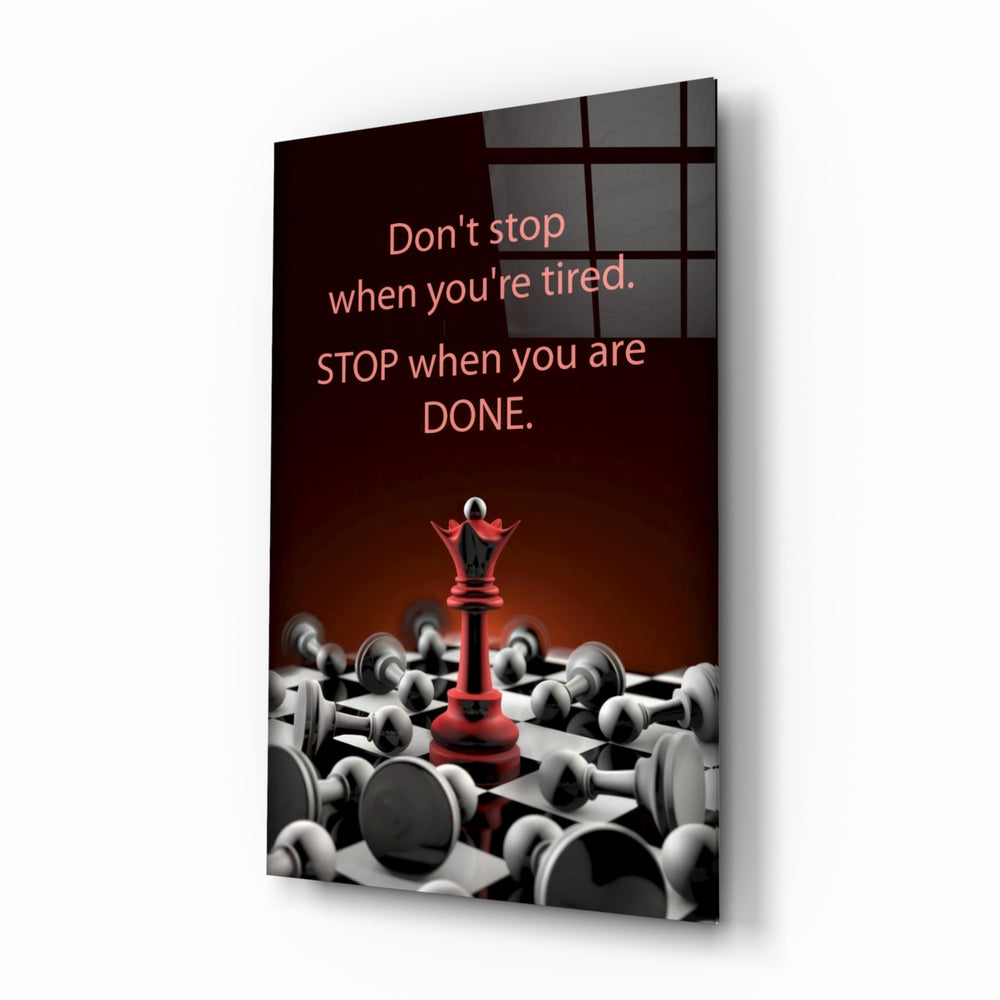 Strategy motivation panel anchoring a home office wall