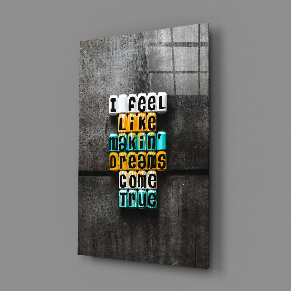 Motivational typography panel anchoring a designer office wall