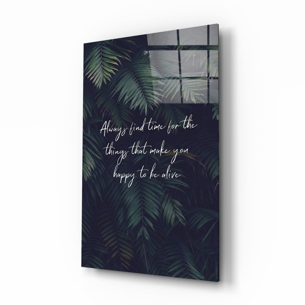 Botanical typography panel anchoring a tropical living room wall