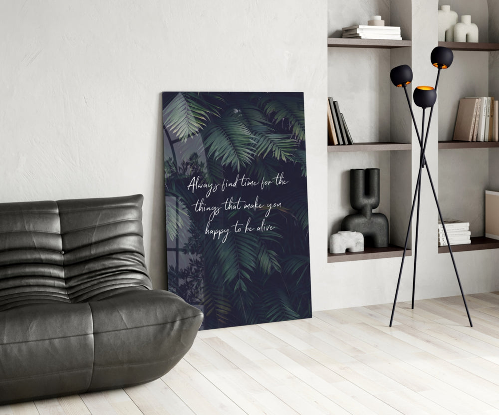 Botanical panel against a moody dark-painted accent wall