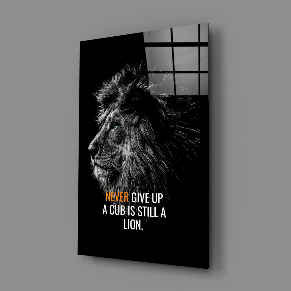 Motivational wildlife panel anchoring a home gym wall