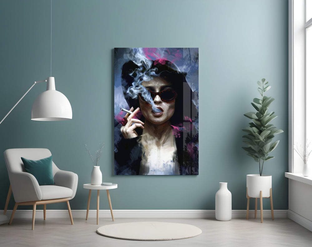 Marla Singer artwork styled in a designer office interior