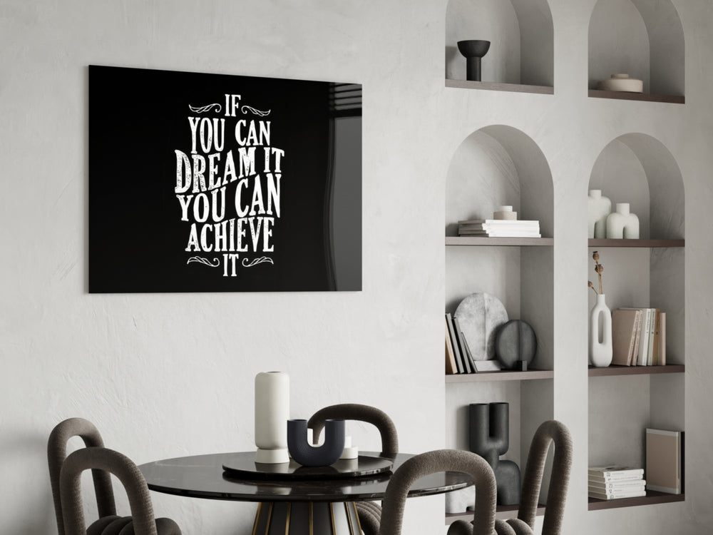Motivational glass print bringing focus edge to a designer office