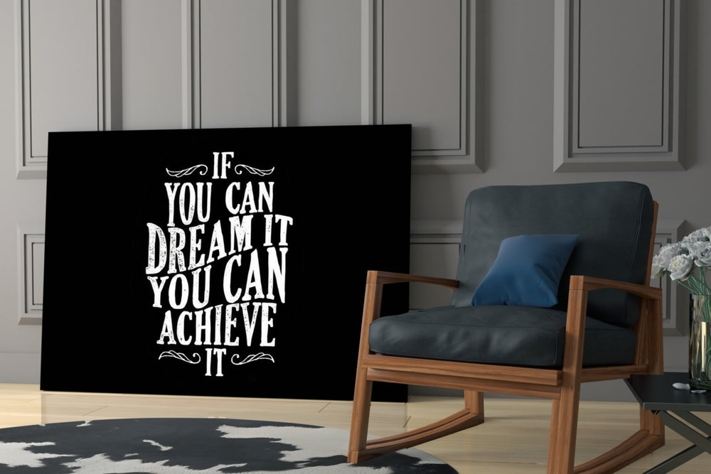 Typography yatay panel against a moody dark-painted accent wall